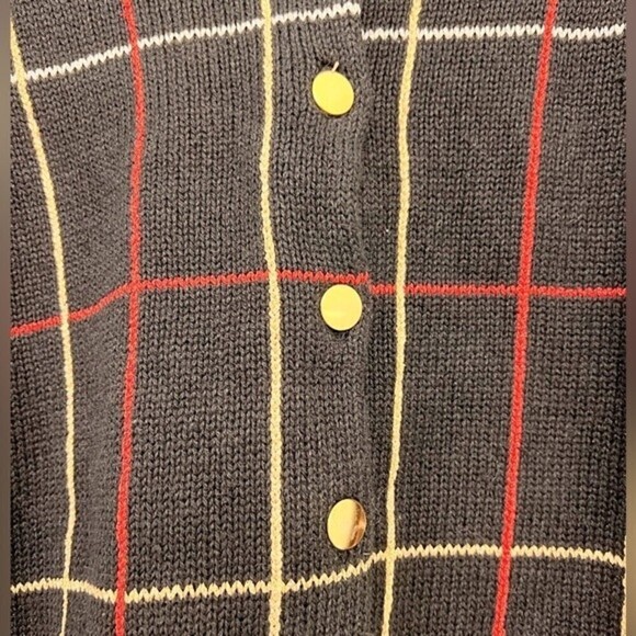 Women's LISE J. Vintage / Clasic Sweaters Casual Drop Shoulder Plaid Cardigan. - Picture 3 of 8